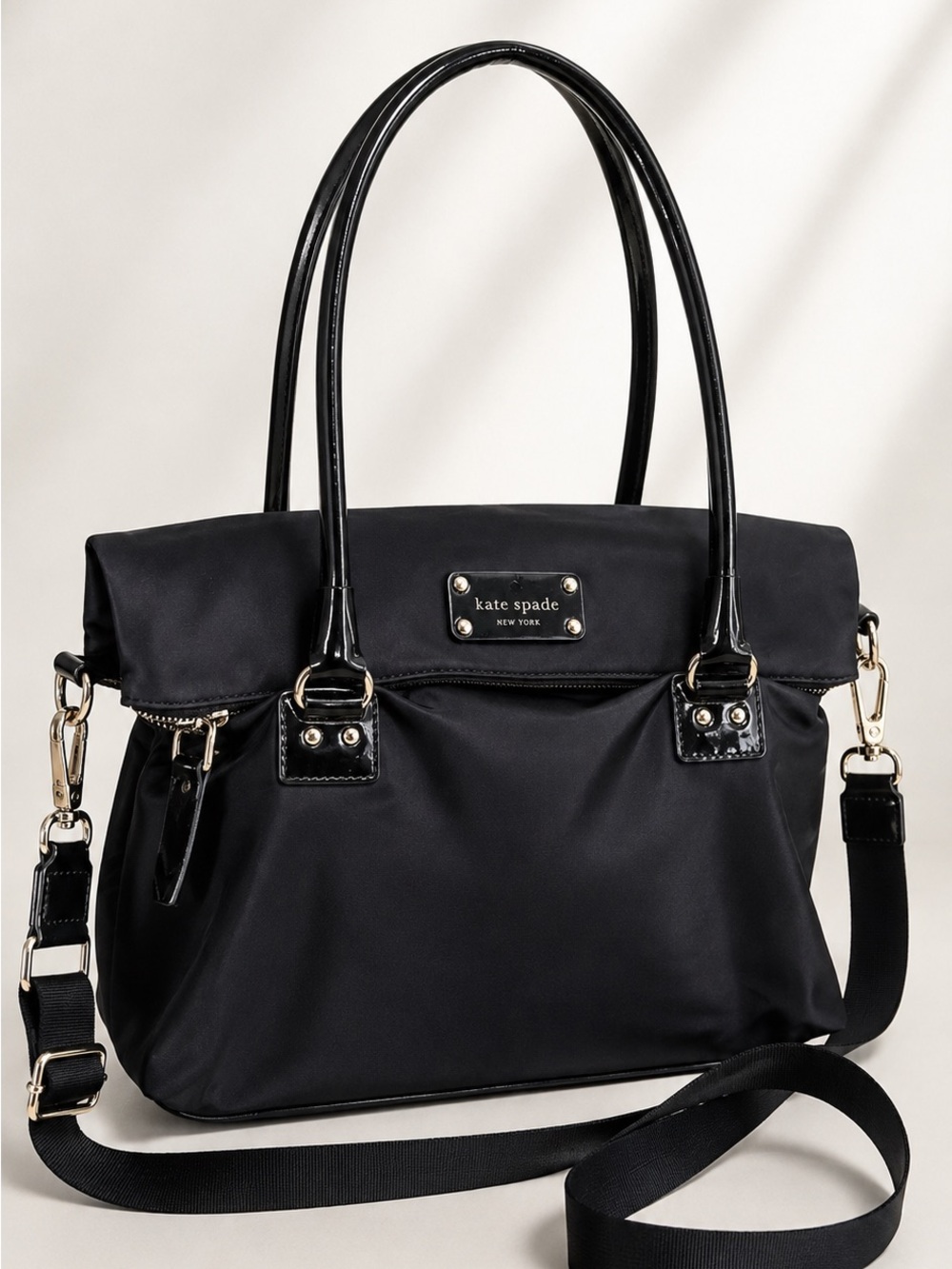 Kate Spade Blake Avenue Nylon Satchel Crossbody Shoulder Bag Black WKRU1572